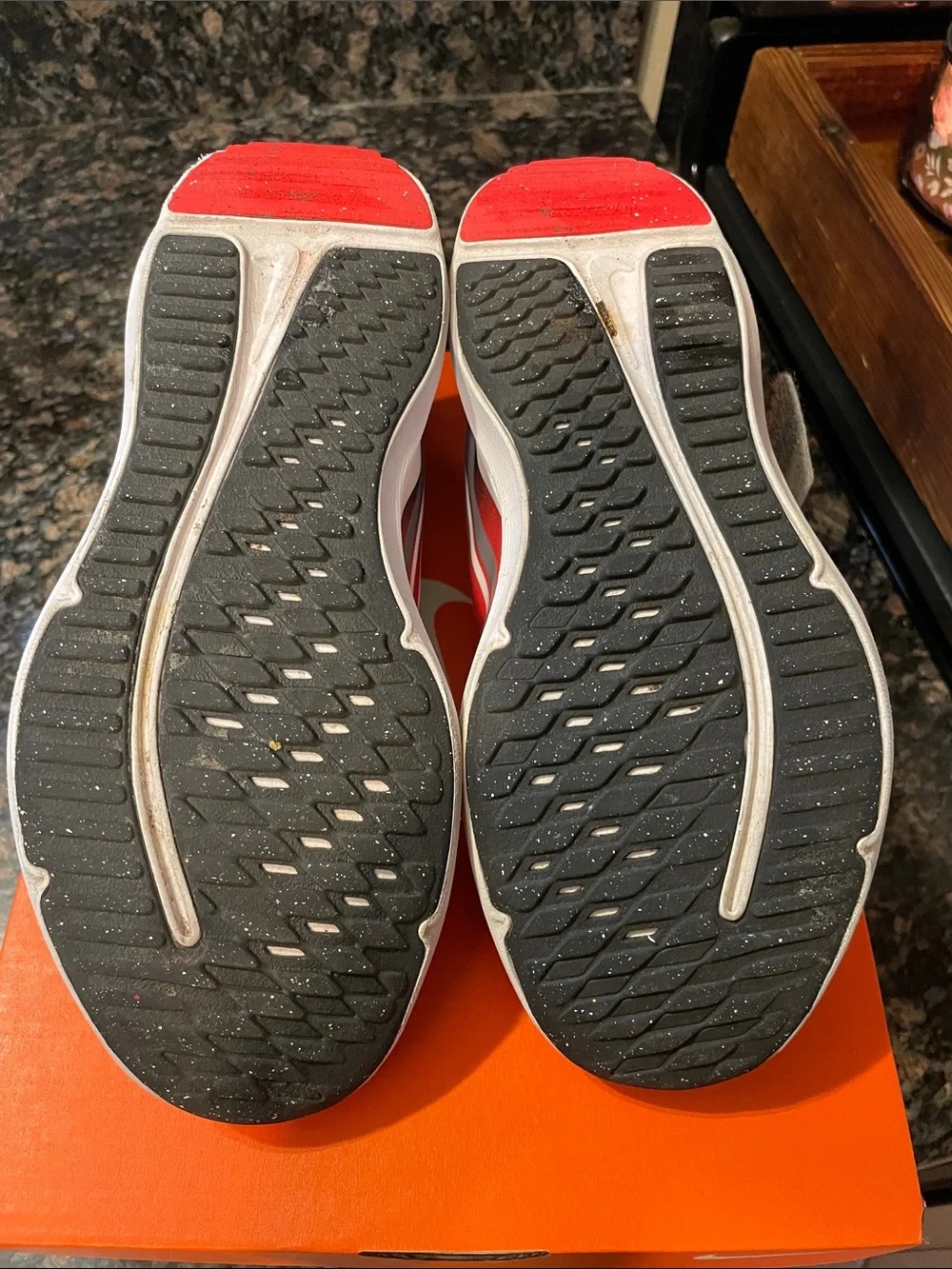 Nike Kids Gray and Red Active Sneakers with Hook-and-Loop Strap